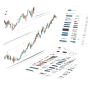 Pantalla de trading con gráficos de criptomonedas y velas de análisis financiero
